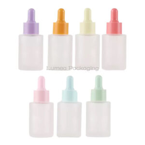 30ml Cylinder Frosted Glass Bottle With Macoron Colors Dropper