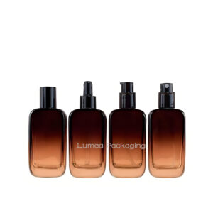 30ml/50ml/100ml Rectangle Brown Gradient Glass Bottle With Pump/Cap/Dropper