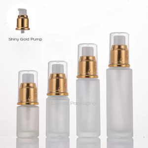 15ml/20ml/30ml/50ml Lotion Frosted Glass Bottle With Shiny Gold Pump