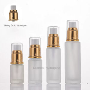 15ml/20ml/30ml/50ml Frosted Glass Bottle With Shiny Gold Sprayer