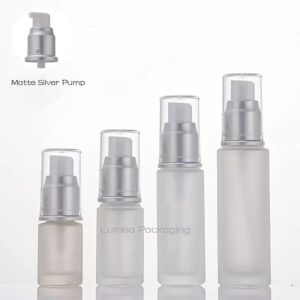 15ml/20ml/30ml/50ml Frosted Lotion Glass Bottle With Matte Silver Pump