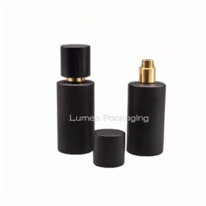 50ml Black Cylinder Perfume Glass Bottle With Black Wooden Cap