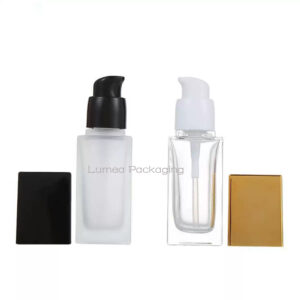 30ml Foundation Cream Frosted Rectangle Glass Bottle With Pump