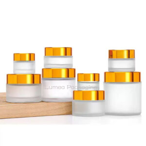 15g/20g/30g/60g/100g Frosted Cream Jar With Shiny Gold Cap