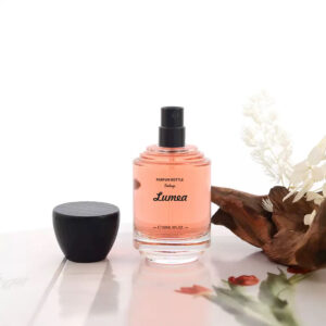 50ml New Style Perfume Glass Bottle With Wooden Cap/ Black Sprayer